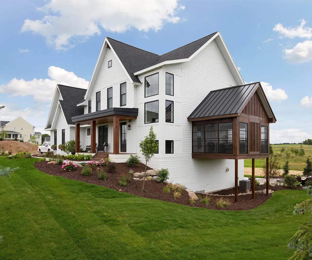 Black Andersen 100 Series single-hung windows