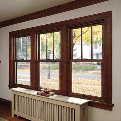 Andersen 400 Series Woodwright double-hung windows with wood interiors
